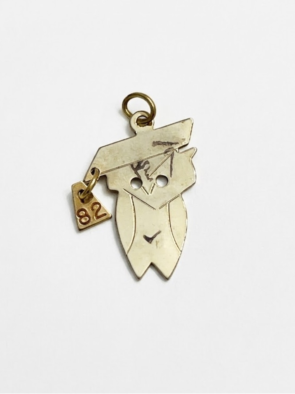 Vintage 14K Gold Filled Class Year 1982 Graduation Wise Owl Charm Pendant